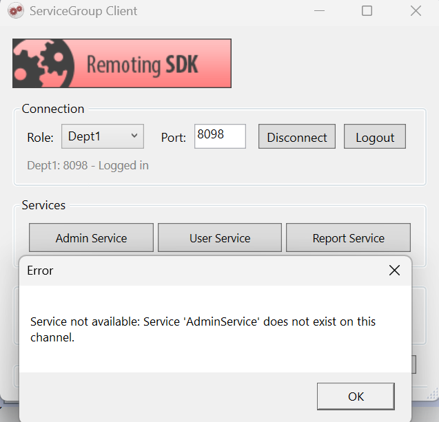 Server rejects unauthorized service call