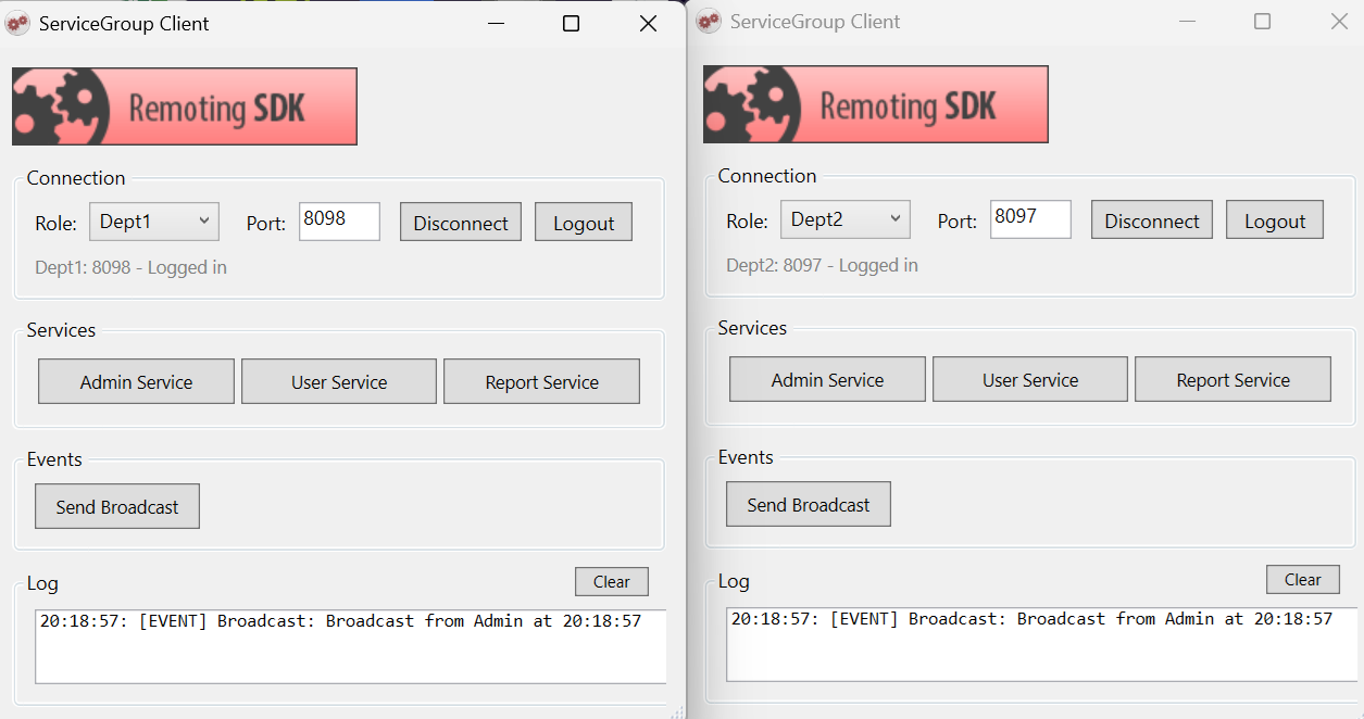 All clients receive broadcast from Admin